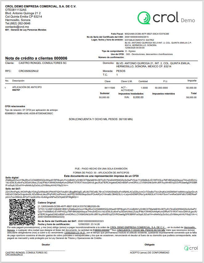 Manejo De Anticipos: Aplicación Con Nota De Crédito En Crol ERP